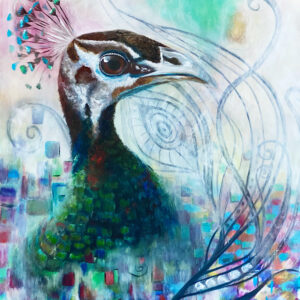 Peacock - Mixed media oil - Marlene S Fourie